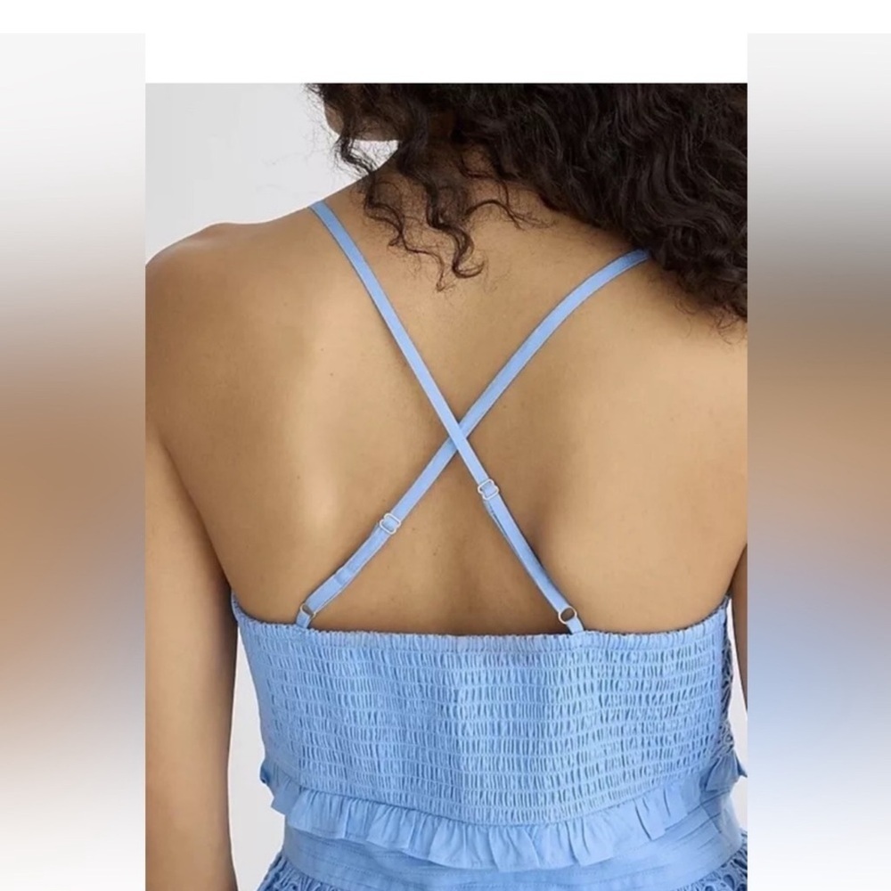 J. Crew Cross-Back Smocked Waist Sunflower Yellow Eyelet Top - Picture 10 of 10
